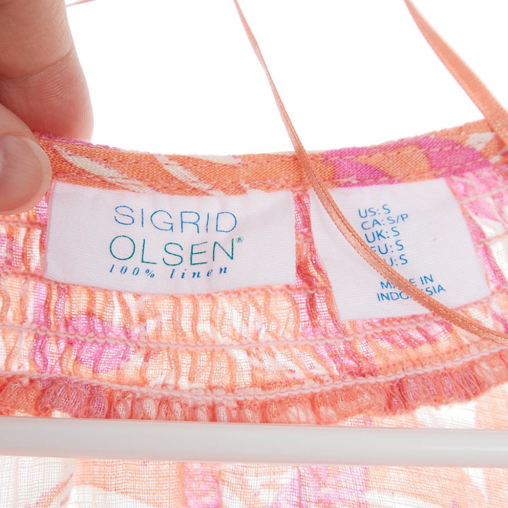 Sigrid Olsen 100% Linen Floral Blouse Small - image 4